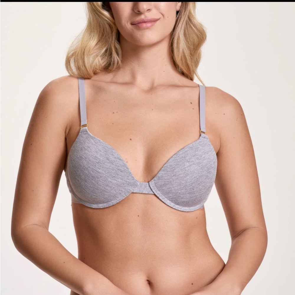 NWT 24/7 Lift Cotton Edition Push Up Bra Grey 34AA